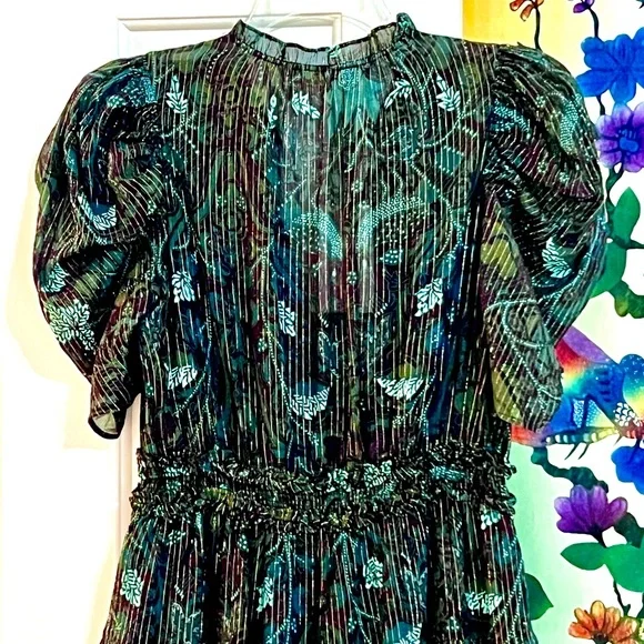 ๐บ๐HP๐๐บ NWT Ulla Johnson Ada Chiffon Mini Dress Rainforest - Picture 14 of 16